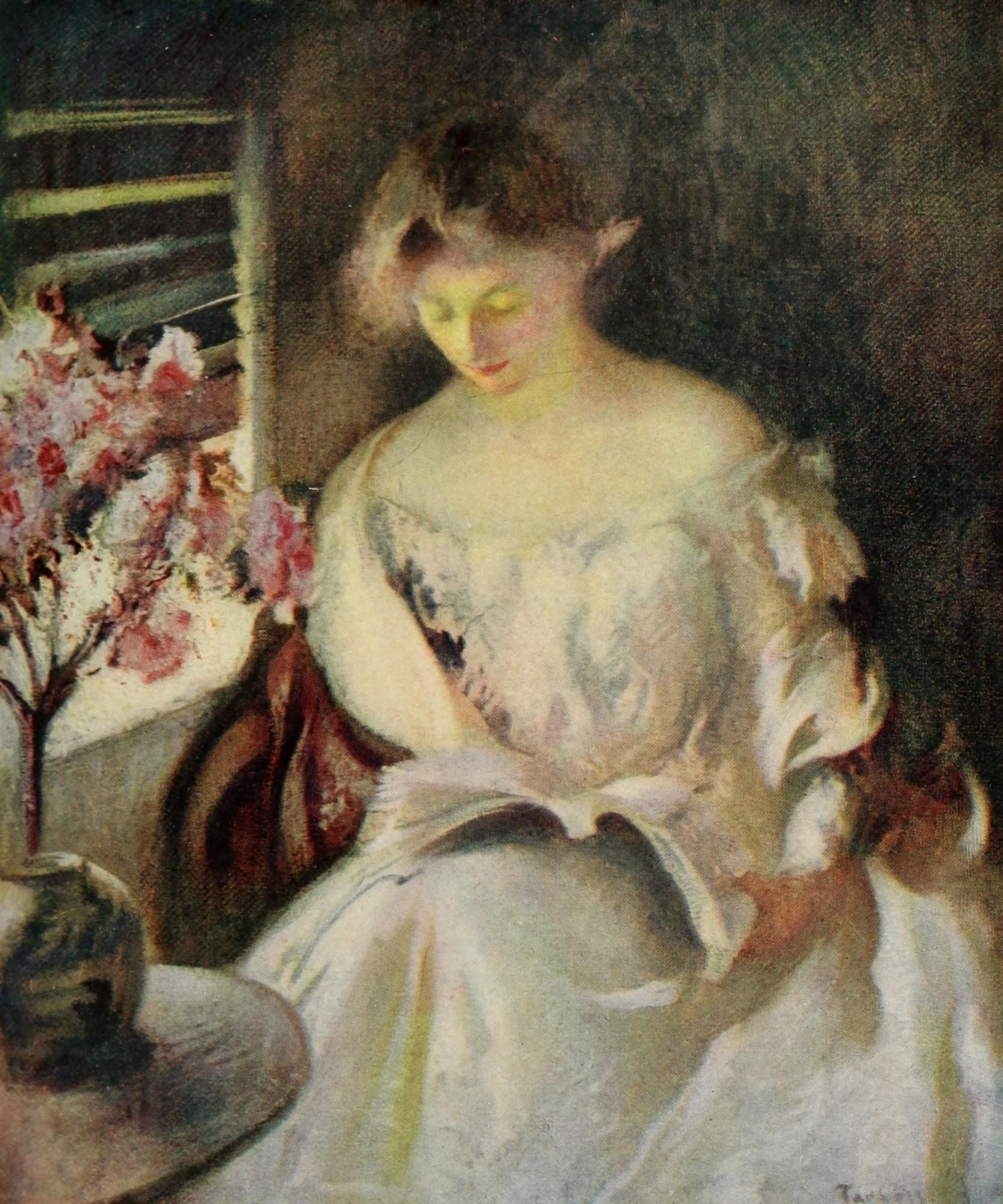 Reading at the Window Canvas Art - Edmund C Tarbell (18 x 24)