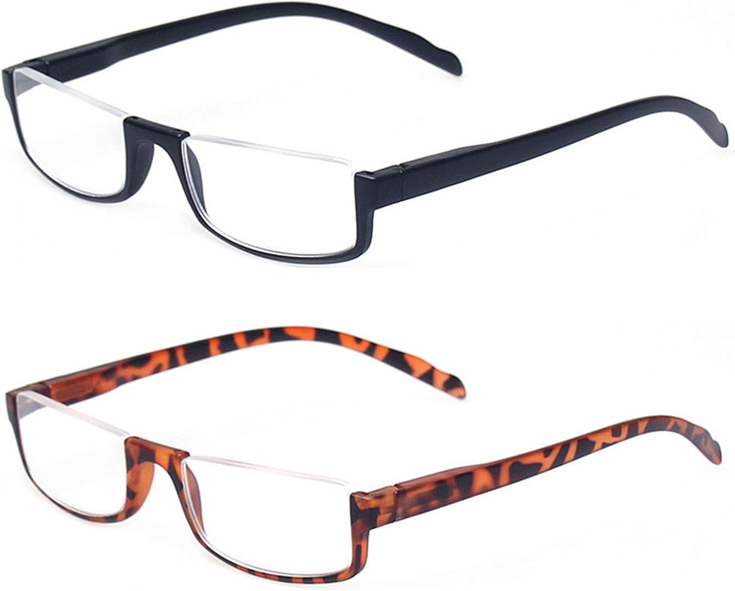 Viseng Half Frame Reading Glasses For Women Men Slim Half Moon Lens Readers Metal Semi Rimless Eyewear Black Grey 1.5 - View #2