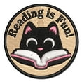 thumbnail image 1 of Reading is Fun Cat with Book Teacher Student Applique Multi-Color Embroidered Iron-On Patch - 3.5 Inch Large, 1 of 5