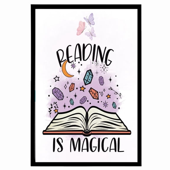 Reading is Magical Poster, Classroom Library Décor, Reading Wall Art, School Library, Read Corner, Unframed (9x11 Inch)