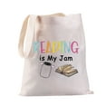 thumbnail image 1 of Reading is My Jam Canvas Tote Bag Reading Lover Gift School Bag Readers Book Lovers Tote Bag Bookworm Bookish Gifts, 1 of 6