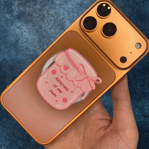 Reading is My Jam  Cute Jam Jar Phone Grip, Motivational Phone Accessory, Perfect Gift for Bookworms & Reading Lovers