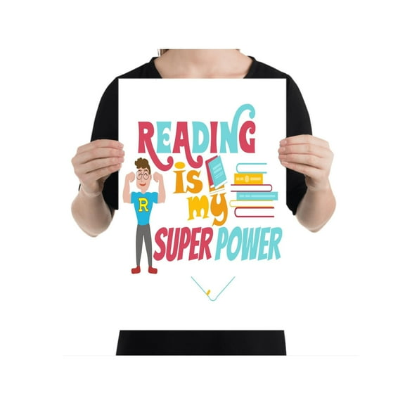 Reading is My Superpower Poster - Kids Room Decor, Literacy Motivation Art, Teacher Gift