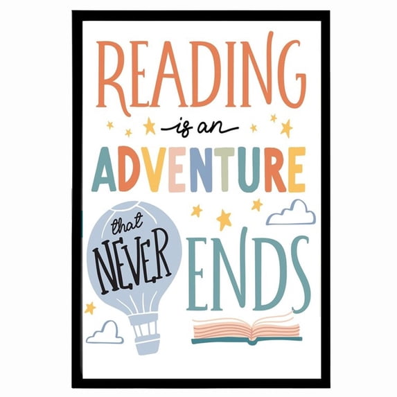 Reading is an adventure, School Library Decor, Reading Poster, Classroom Reading Art, Read Corner, Unframed (20x30 Inch)