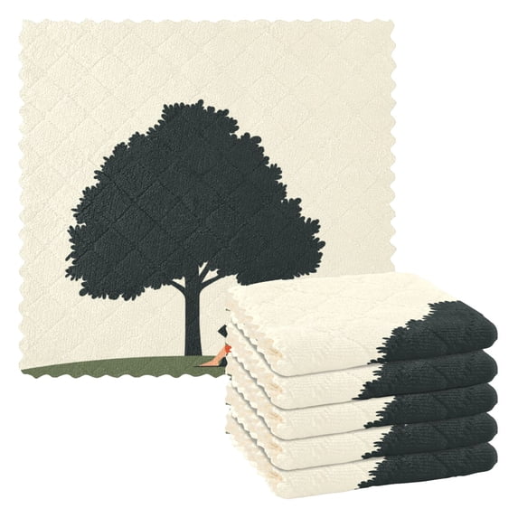 Reading under The Tree 6 Pack Kitchen Cleaning Cloths 11'' x 11'', Super Absorbent, Soft Double Layer Plush for Dish and Surface Cleaning