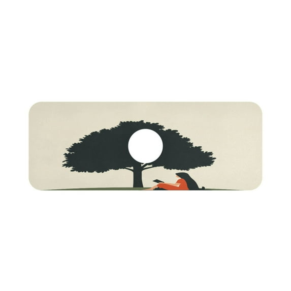 Reading under The Tree Single Compact Faucet Drying Pad 14.7x5.4in Absorbent Mat for Small Sinks, Vanity Countertops