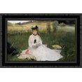 thumbnail image 1 of Reading with Green Umbrella 24x19 Black Ornate Wood Framed Canvas Art by Morisot, Berthe, 1 of 2