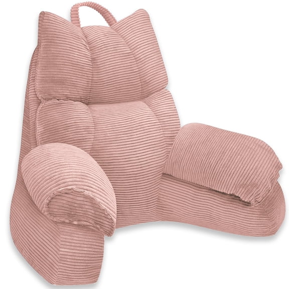 Readingow For Bed With High Arm Rests Support Sitting Up In Shredded Memory Foam Tv Gaming Or Relaxing On Floor (pink Large)