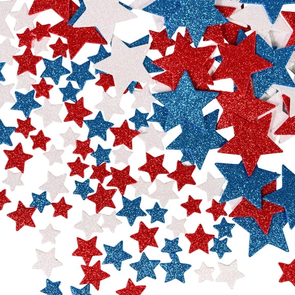 Ready 2 Learn Red, White And Blue Stars Glitter Foam Stickers