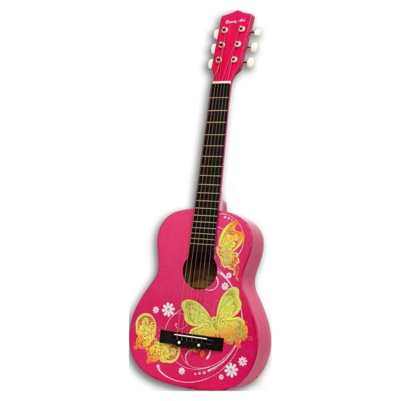 Ready Ace Acoustic 30" Toy Guitar Pink Butterfly - Recommended for Children Ages 7 Years and up