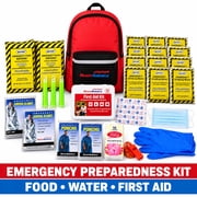 Ready America, 2 Person Emergency Kit 3 Day Backpack, Red, Five Year Shelf Life