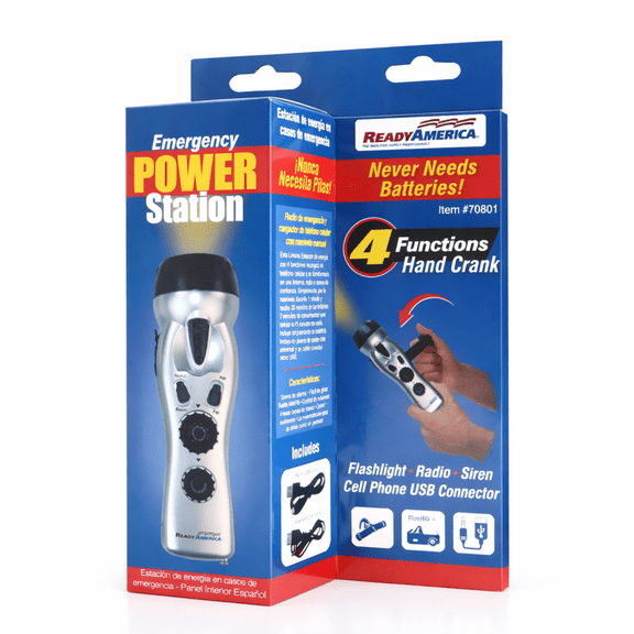 Emergency Power Station for Blackouts with Solar Radio, USB & LED Light