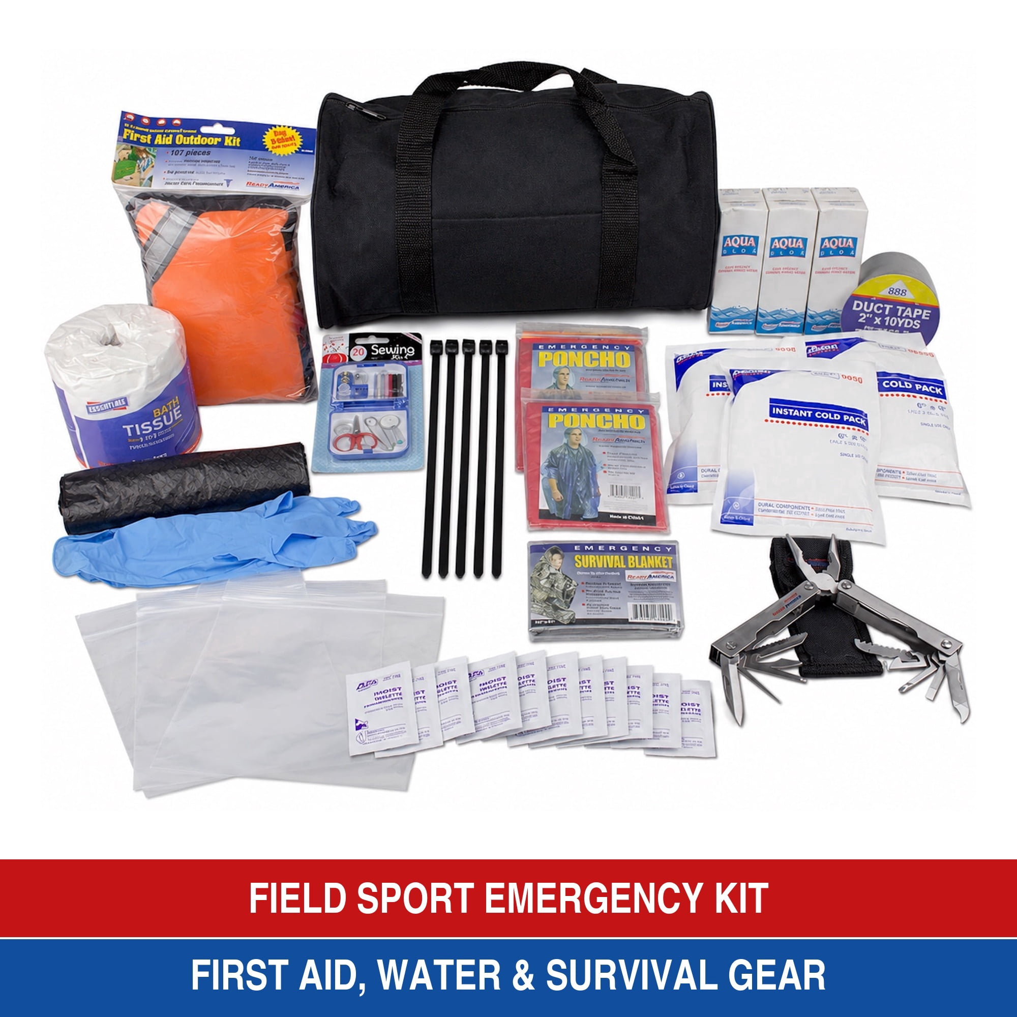 Ready America Field Sport Emergency Kit with 107-Piece First Aid Kit ...