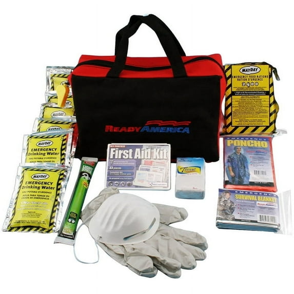 Ready America 70080 Emergency Kit, Includes: (1) 2400 Calorie Food Bar, (6) 4.225 oz Water Pouches