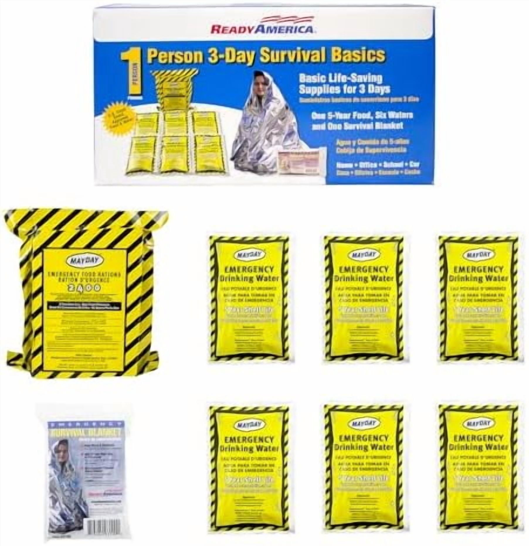 Emergency Ready Ready America The Survival Box, 1-Person, 3-Day Emergency Kit Includes ...
