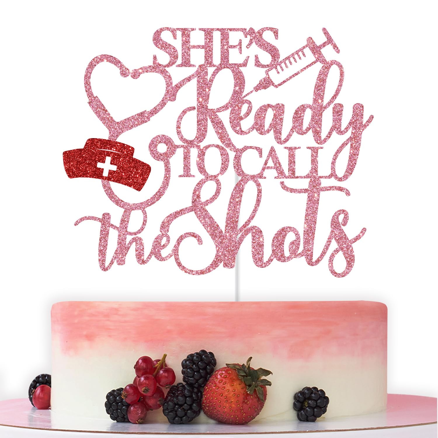Banner „She‘s Ready To Call The Shots“ – Glitzer-Banner Für Nurse-Abschluss, Party-Deko (Rot/Schwarz)
