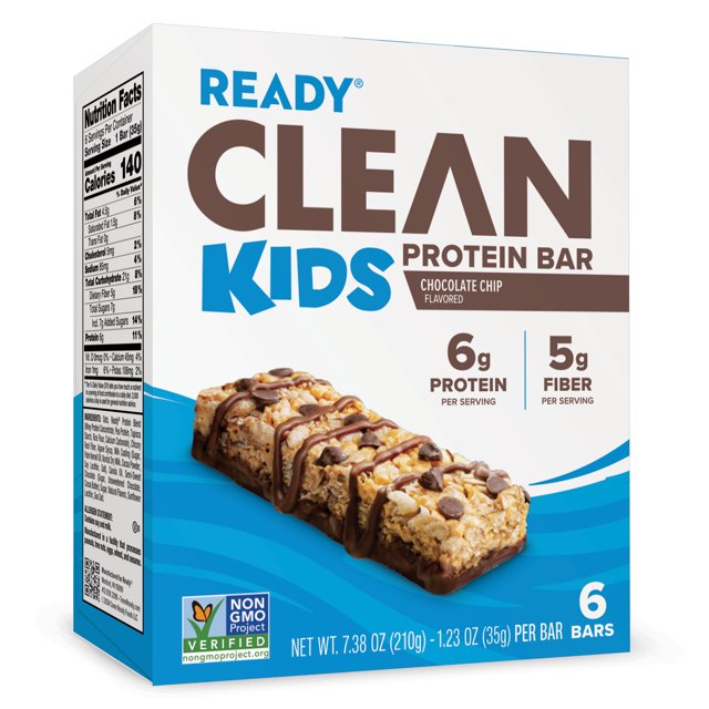 Ready Clean Kids Protein Bar, Chocolate Chip, 6 Count