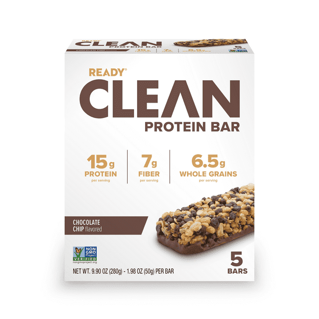 Ready Clean Protein Bar, Chocolate Chip, 5 Count Bars ( 2 Pack )