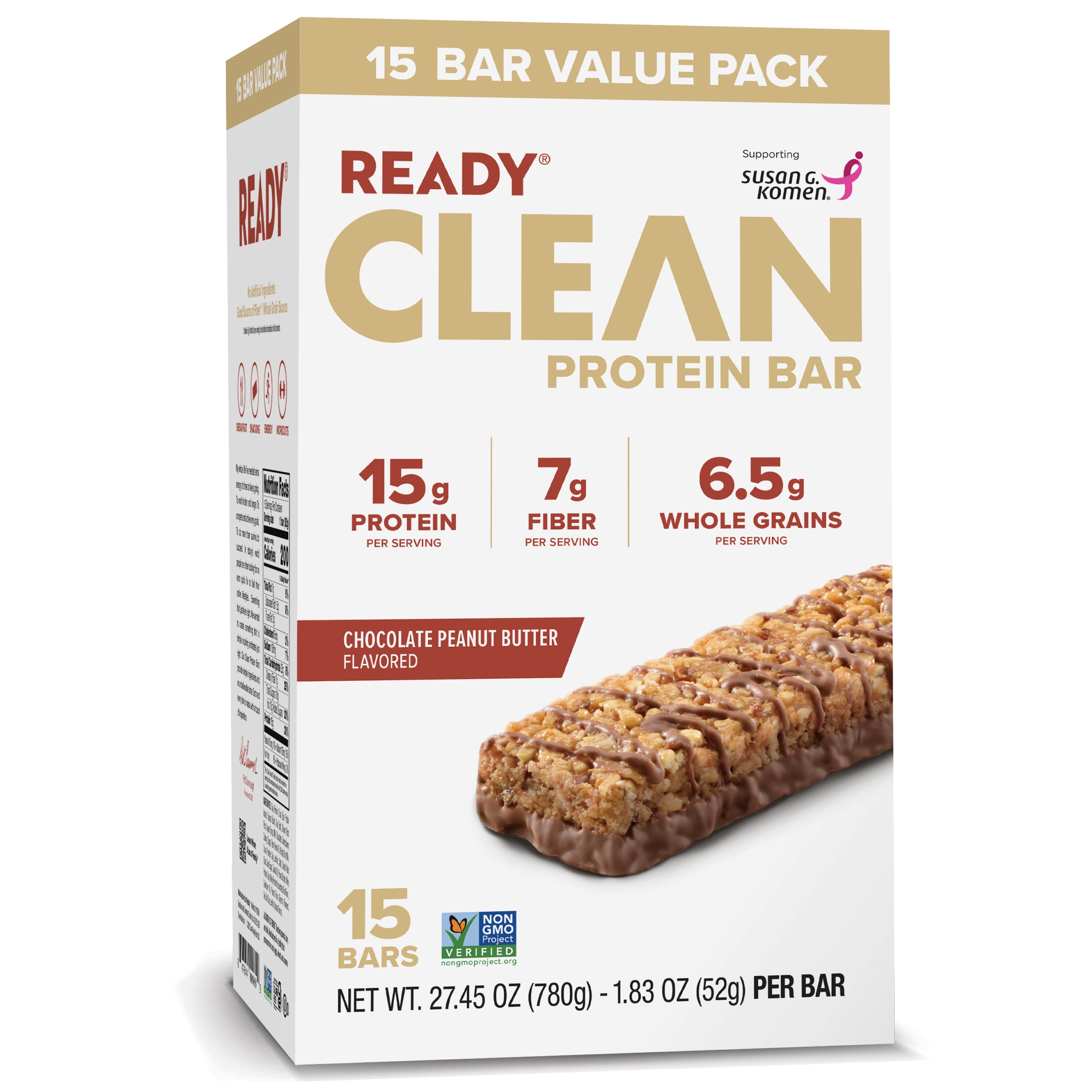 Ready Clean Protein Bar, Chocolate Peanut Butter, 15 Count