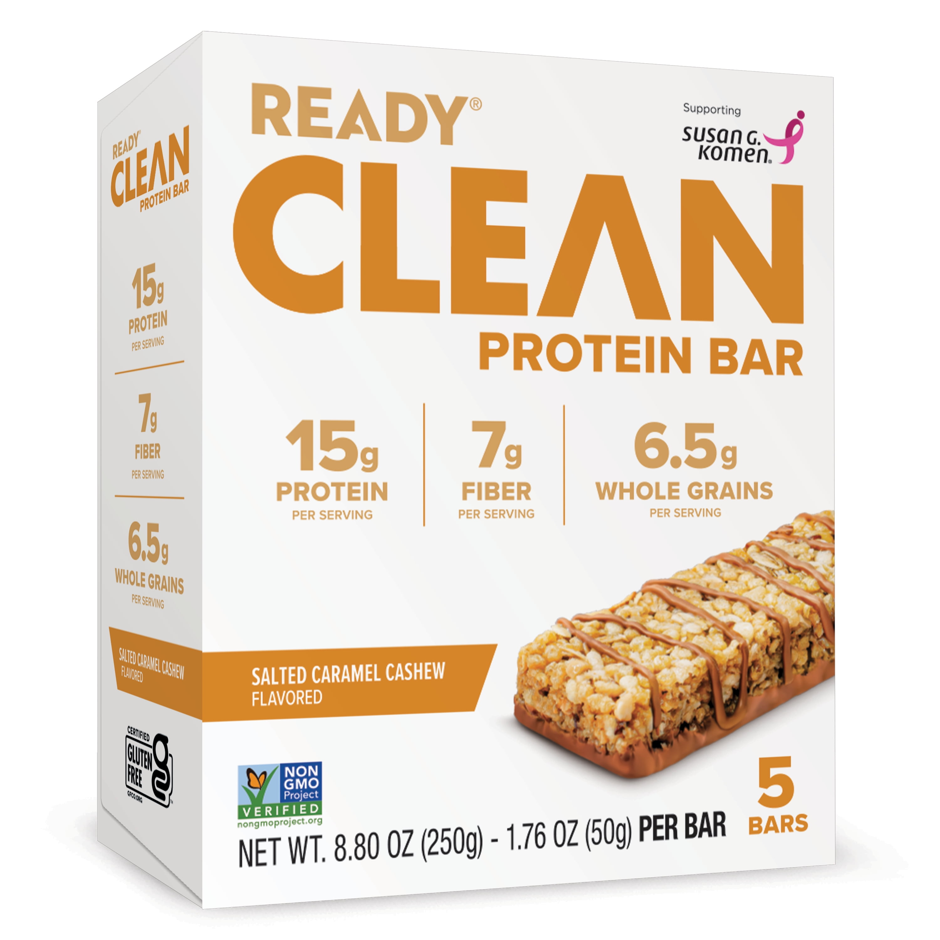 Ready Clean Protein Bar, Salted Caramel Cashew, 5 Count Bars