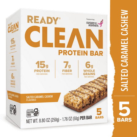 Ready Clean Protein Bar, Salted Caramel Cashew, 5 Count Bars