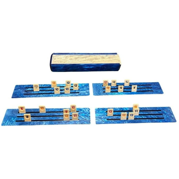 Ready Covers Lucite Rumikub Premium Set with Acrylic Box (Blue/White Marble)