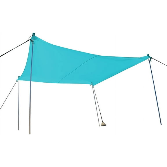 Ready Covers Pop Up Beach Sunshade 10x10' Complete with 4 Poles & Shovel (Aqua)