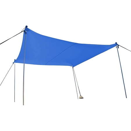 Ready Covers Sunshade 10x10' Complete with 4 Extending Poles & Shovel. Pop Up Beach Canopy Sunshade w/Carrying Bag. Great for Camping, Beach Days, Fishing Trips & Much More. (Royal Blue)