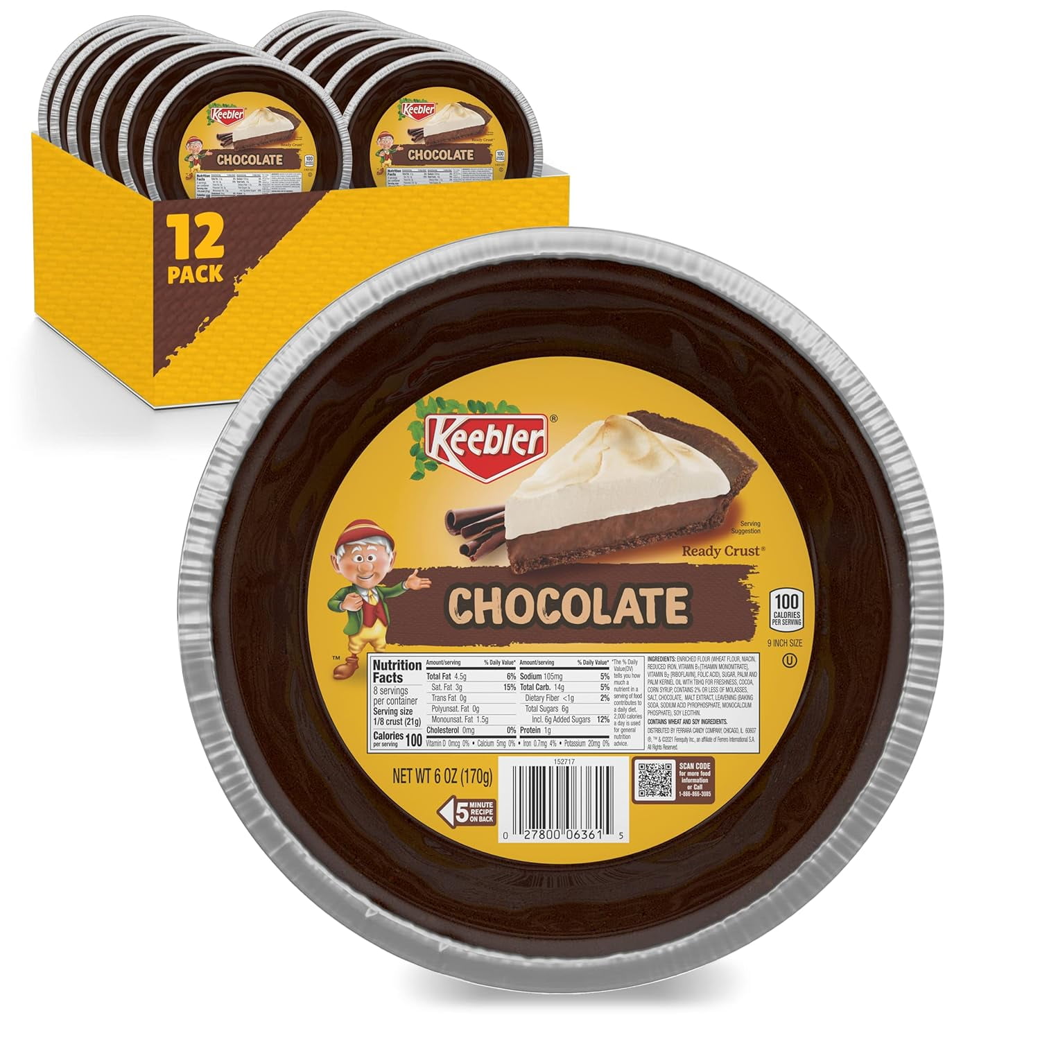 Ready Crust 9Inch Chocolate Pie Crusts, NoBake, Ready to Use