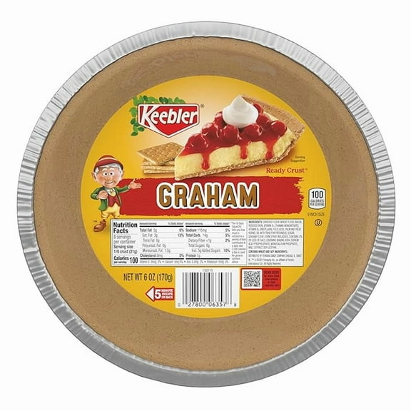 Ready Crust 9-Inch Graham Cracker Pie Crust, Premade Pie Crust For Baking And No-Bake, 6 oz