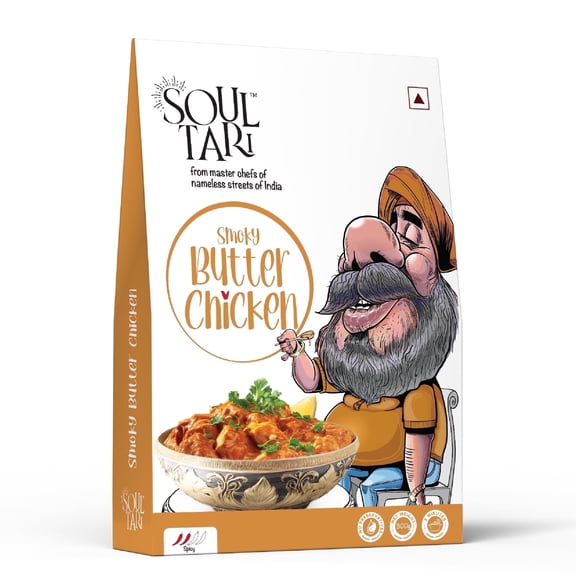 Ready to Eat Smoky Butter Chicken 300g | Succulent chunks of Boneless Chicken in a Creamy Aromatic Tomato gravy | Sufficent for two | Just Heat and Eat