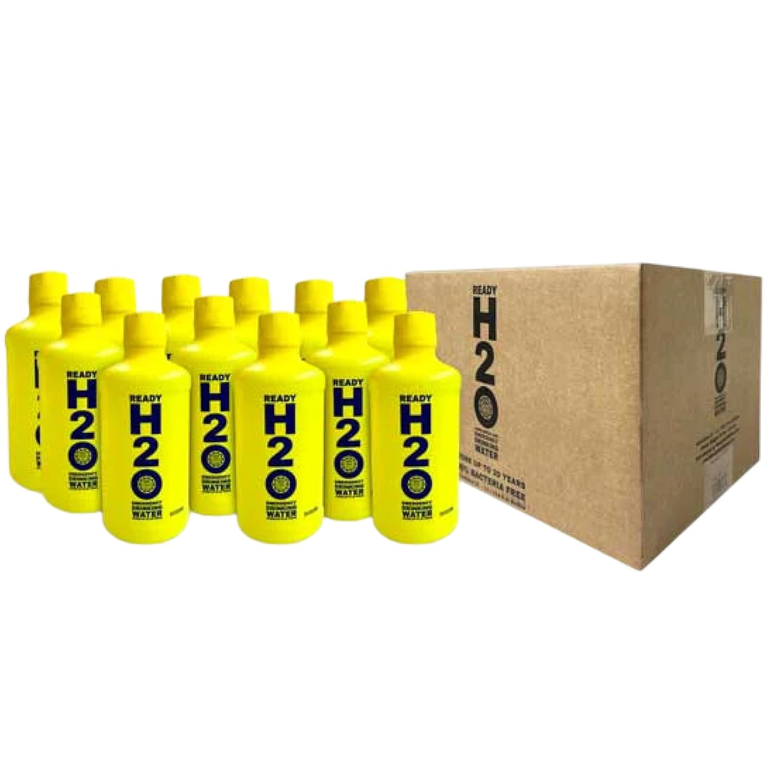Ready H2O Emergency Drinking Water 12 Pack (1 Liter Bottles) – 20 Year Shelf Life, Long Term Water Storage, 3 Day Survival Supply for Disaster Preparedness & Emergency Kits