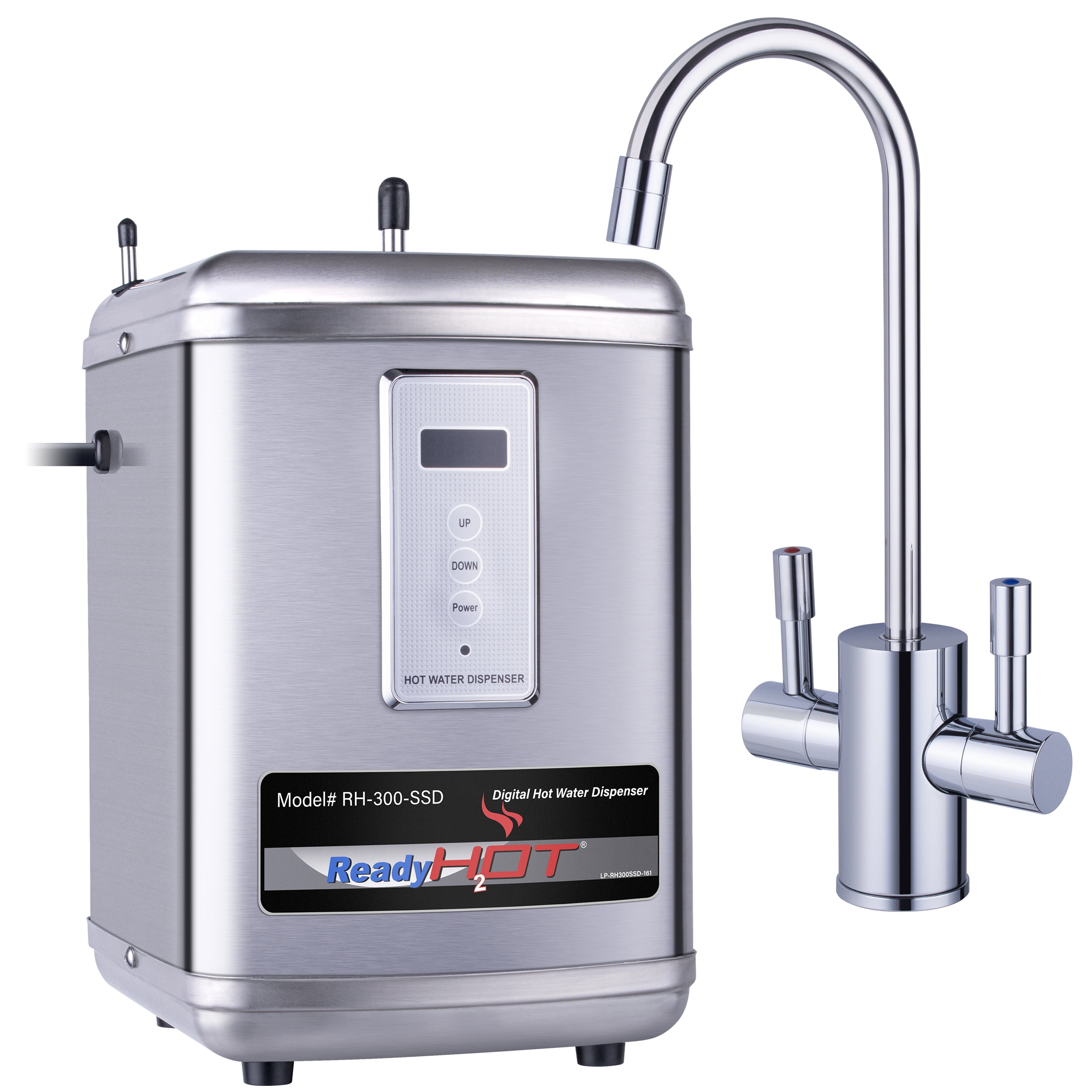 Ready Hot Instant Hot Water Dispenser, Digital Display, Includes Brushed Nickel Hot & Cold Faucet 41-rh-300-f560-bn, Size: 2.5 qt, Silver
