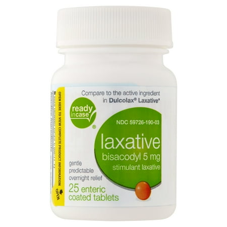 Ready In Case Laxative Tablets for Constipation, Bisacodyl 5 mg, 25 Count