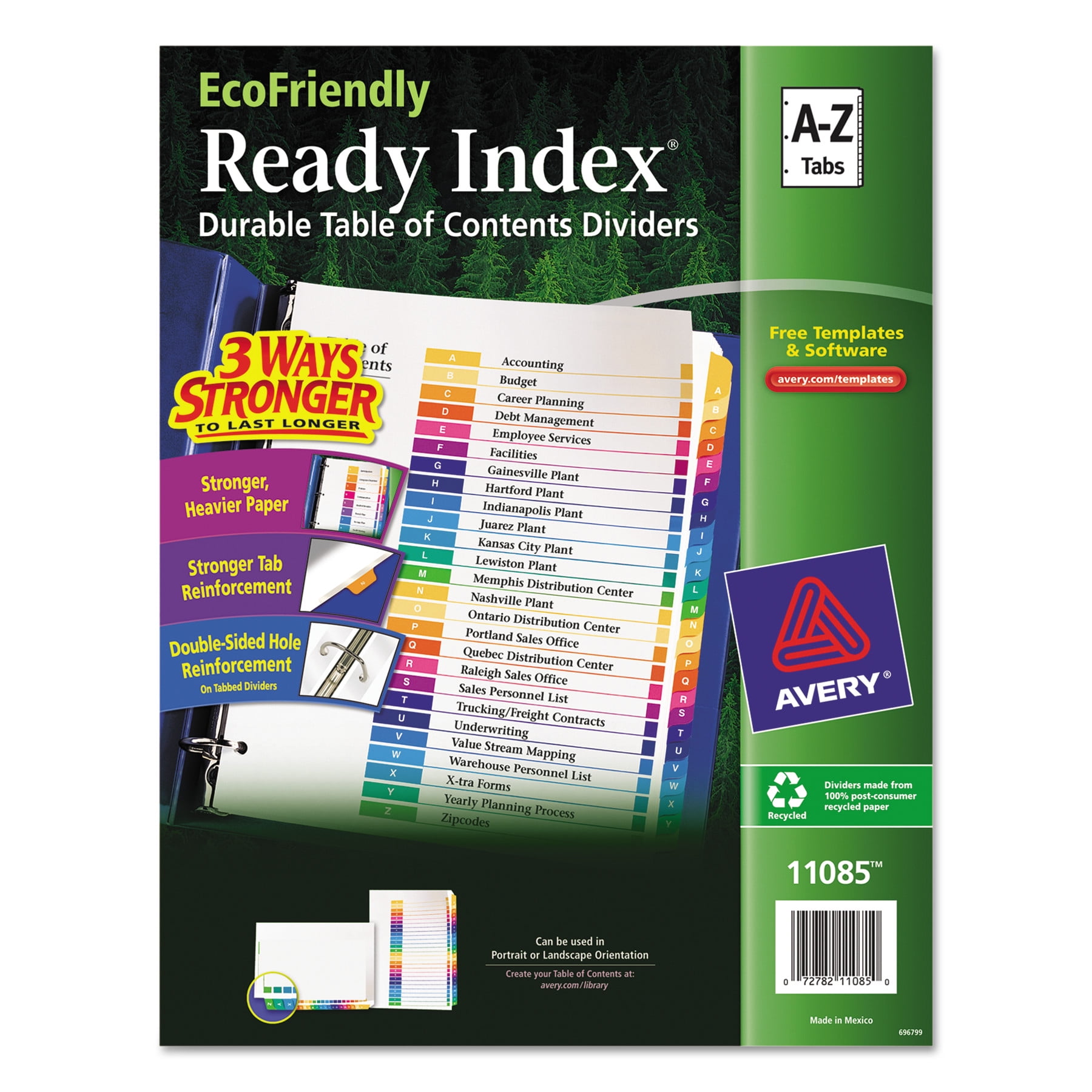 Ready Index A-Z 26 Tab Dividers, Customizable TOC, 1 Set (11085) - Walmart.com
