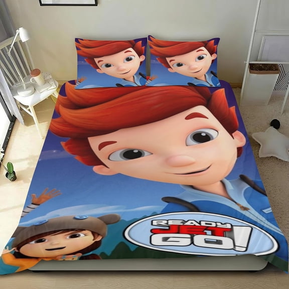 Ready Jet Go! Themed Bed Sheet Set Three Piece Set 53x79 In ches Comfortable And Skin Friendly Unique Design Creating A Star Studded Night Home Gifts For Family Friends fans