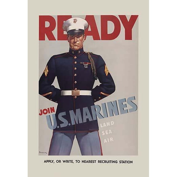 Ready - - Join U.S. Marines- Fine Art Canvas Print (20" x 30")