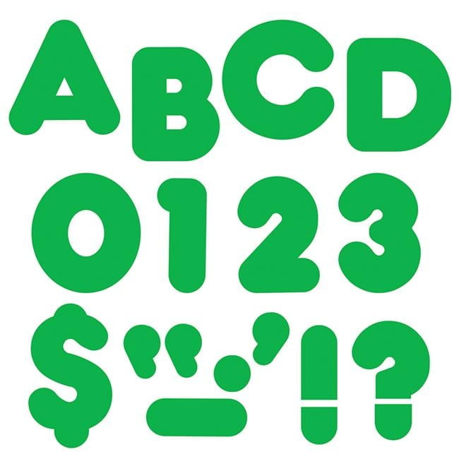 Ready Letters 4 in. Casual, Green Sparkle - Pack of 6