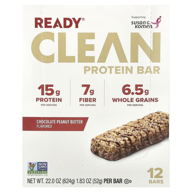 Ready Nutrition Clean Protein Bars Chocolate Peanut Butter - 12 Bars Pack of 2