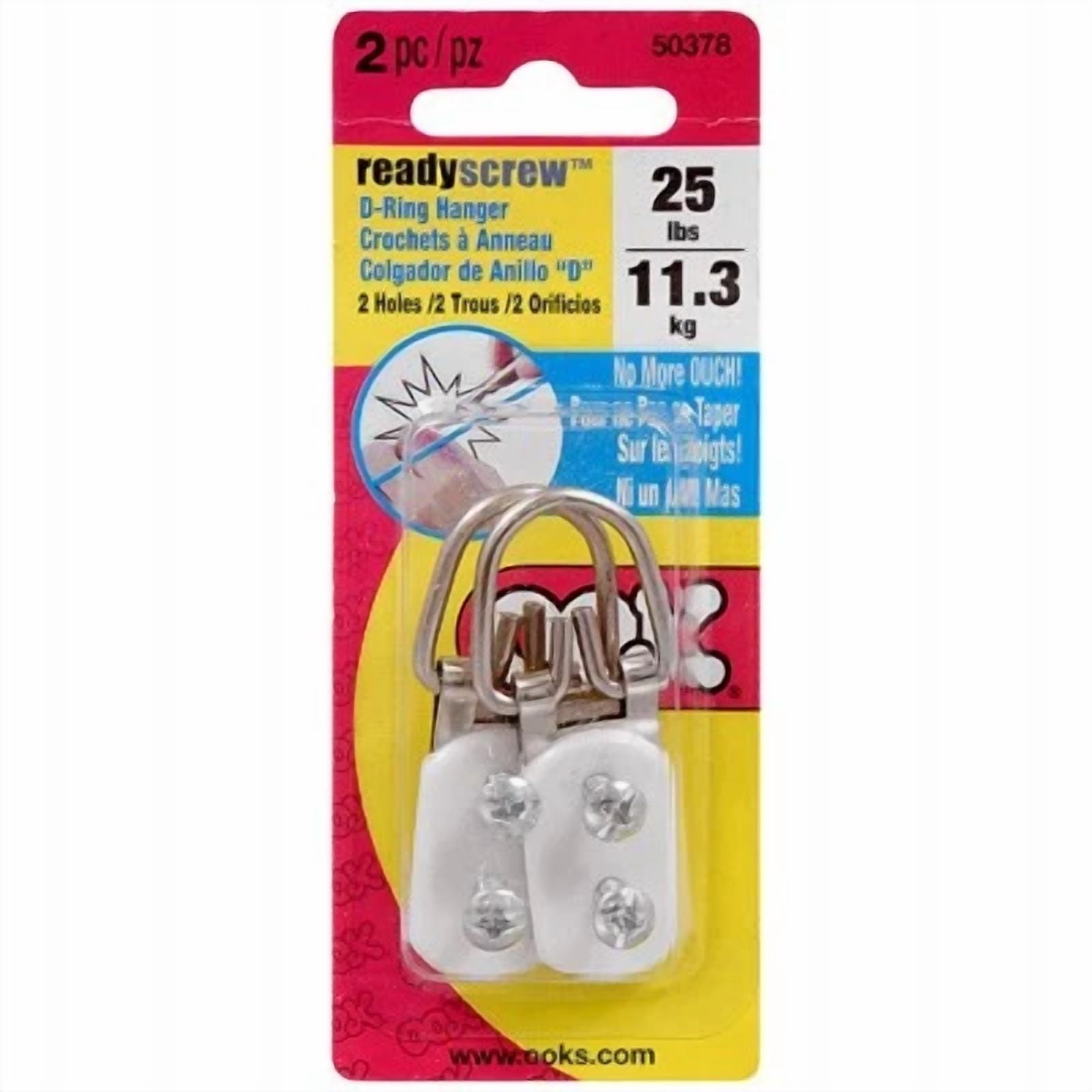 Ready Screw D-Ring Hanger, 2 Hole, Brass-Plated, 2-Pk. -533868