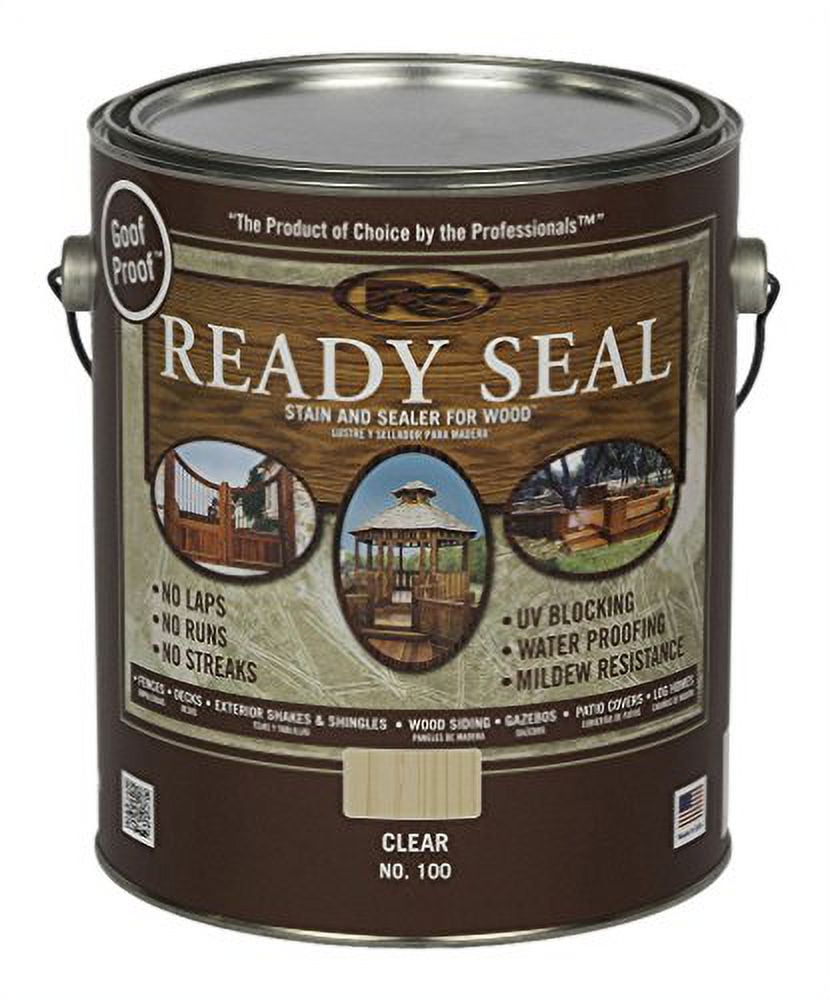 Ready Seal 100 Clear, 1Gallon Exterior Wood Stain and Sealer, 1 gallon