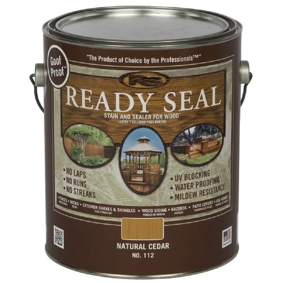 Ready Seal Exterior Wood Stain and Sealer 112 Natural Cedar - Oil-Based - 1 Gallon Exterior Wood Surfaces, UV-Resistant Formula