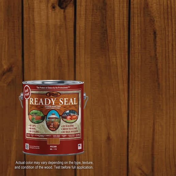 Ready Seal Goof Proof Semi-Transparent Pecan Oil-Based Wood Stain and Sealer 1 gal.4  Exterior Wood Surfaces, UV-Resistant Formula