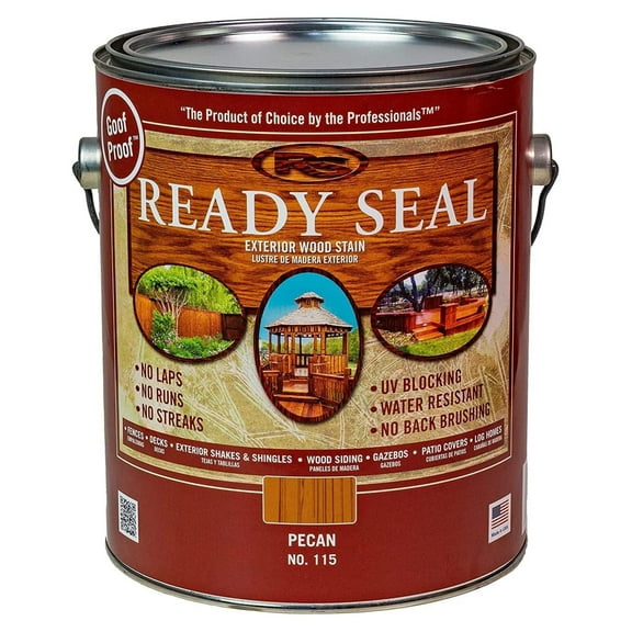 Ready Seal Stain & Sealer for Wood, Outdoor Deck and Fence, 1 Gallon, Multiple Colors Available – Easy to Apply, No Back Brushing Needed, and UV Protection (Pecan #115)