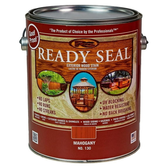 Ready Seal Stain & Sealer for Wood, Outdoor Deck and Fence - All-in-One Exterior Wood Stain and Waterproofing Sealant – Easy to Apply, No Back Brushing Needed, with UV Protection - 1 Gallon, Mahogany