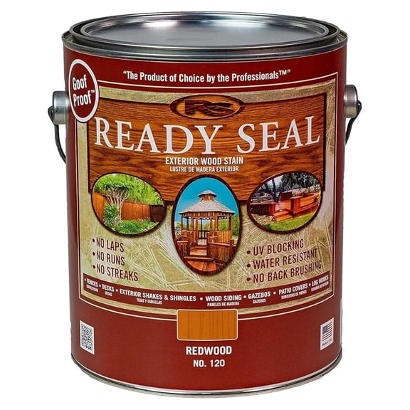 Ready Seal Wood Stain & Sealer - Redwood, 1 Gallon - Deck & Fence Protection, UV Resistance, Waterproof, Easy Application, No Back Brushing