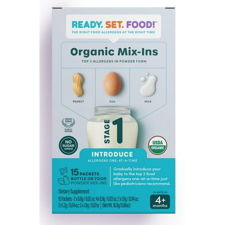 Ready. Set. Food! Organic Early Allergen Introduction Mix-Ins, 4+ Months, Stage 1 15 Day, Unflavored