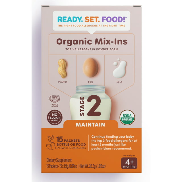 Ready, Set, Food! Organic Early Allergen Introduction Mix-Ins, 4+ Months, Stage 2 15 Day, Unflavored