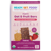 Ready, Set, Food! Organic Oat & Fruit Bar, Toddler Snack, 8 Top Allergens, Peanut Butter Strawberry