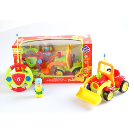 Ready! Set! Race! 4" Cartoon RC Remote Control Construction Truck Remote Control Toy For Toddlers - Red